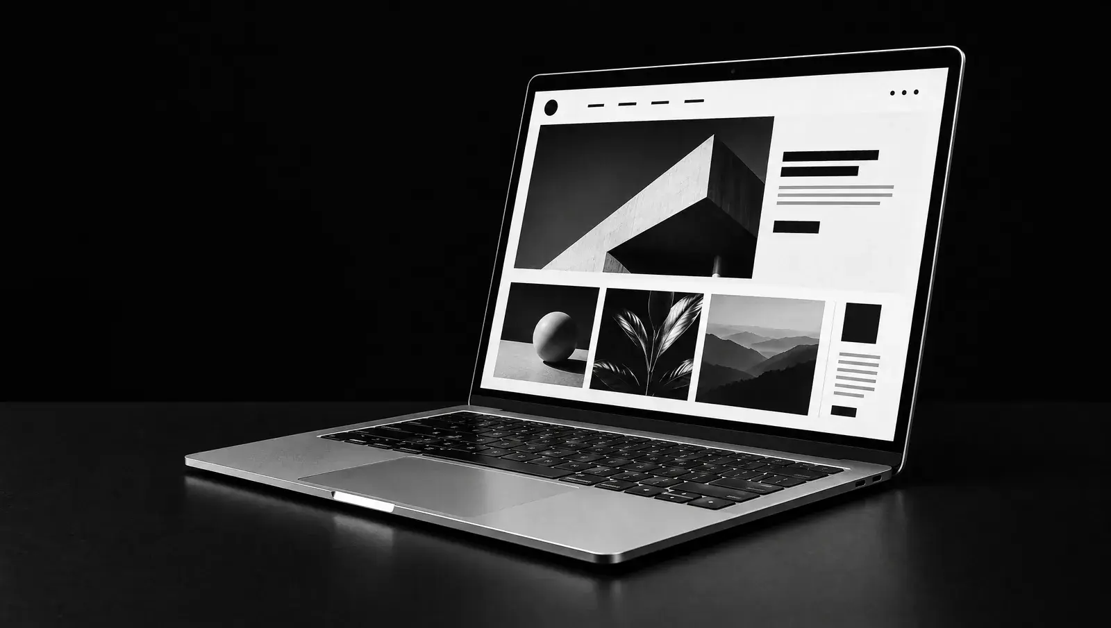 Laptop showing a clean, minimal website layout designed by SaintsHood