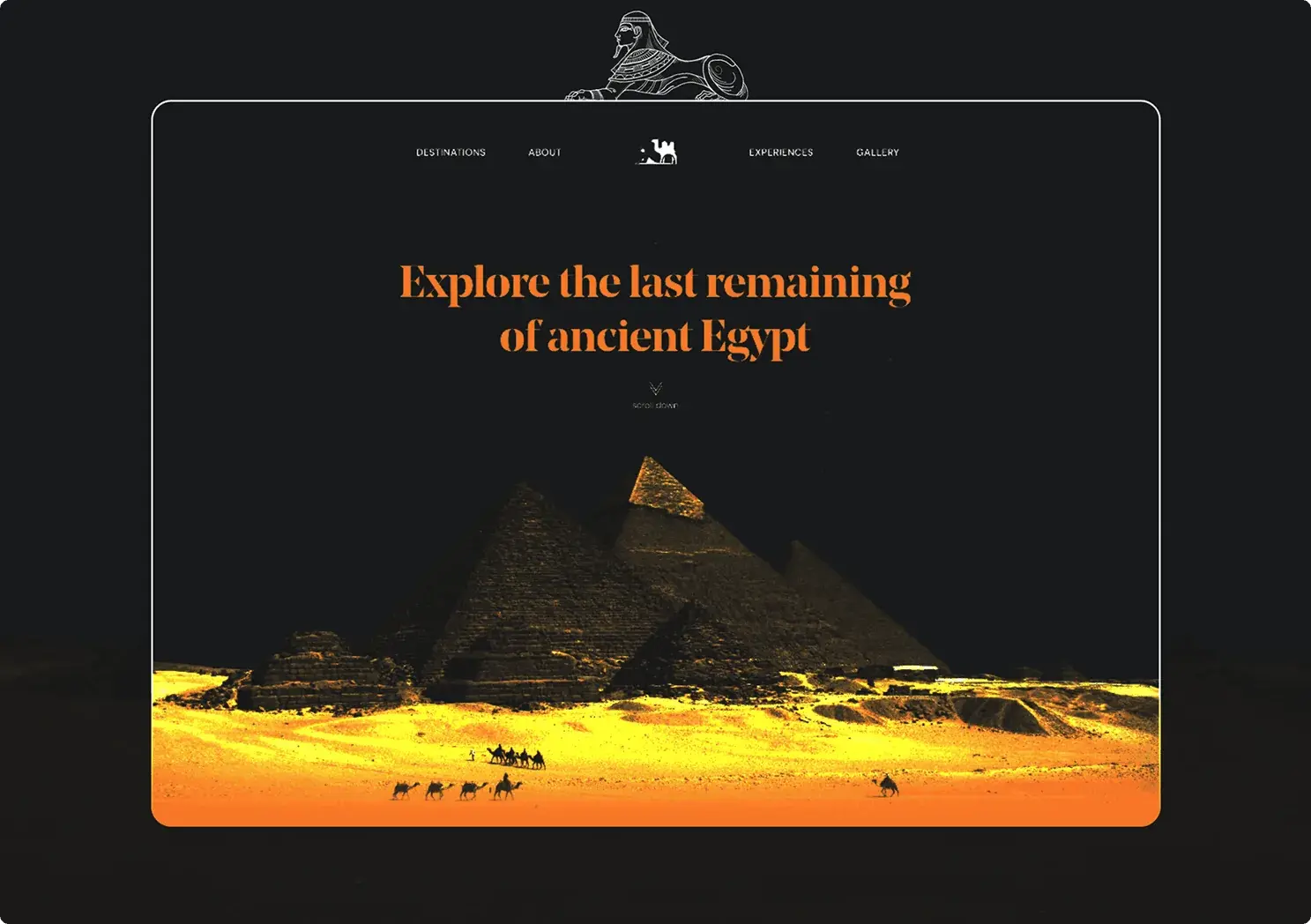 Travel website concept: explore the last remaining of ancient Egypt