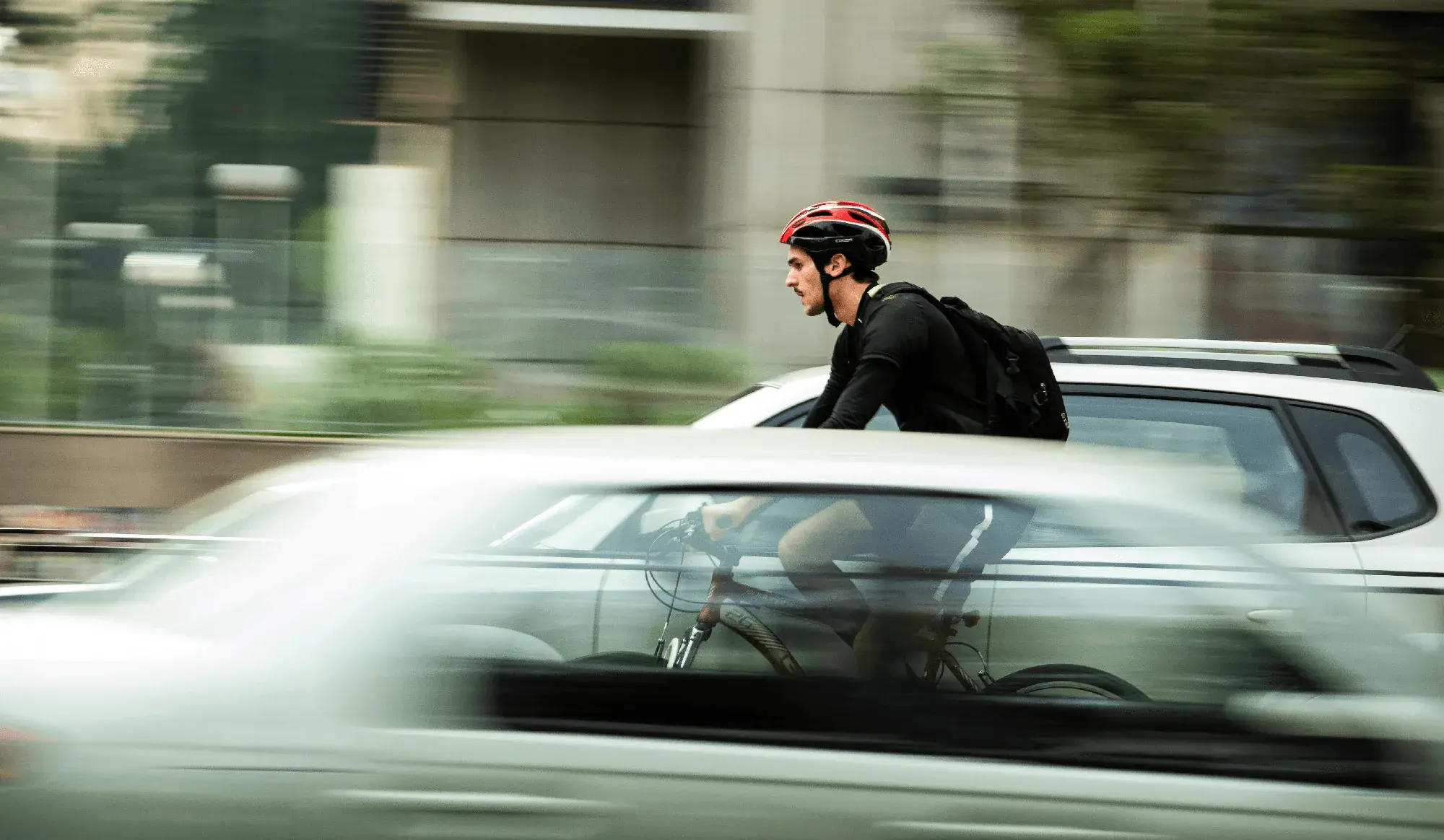 Rider in motion, long exposure