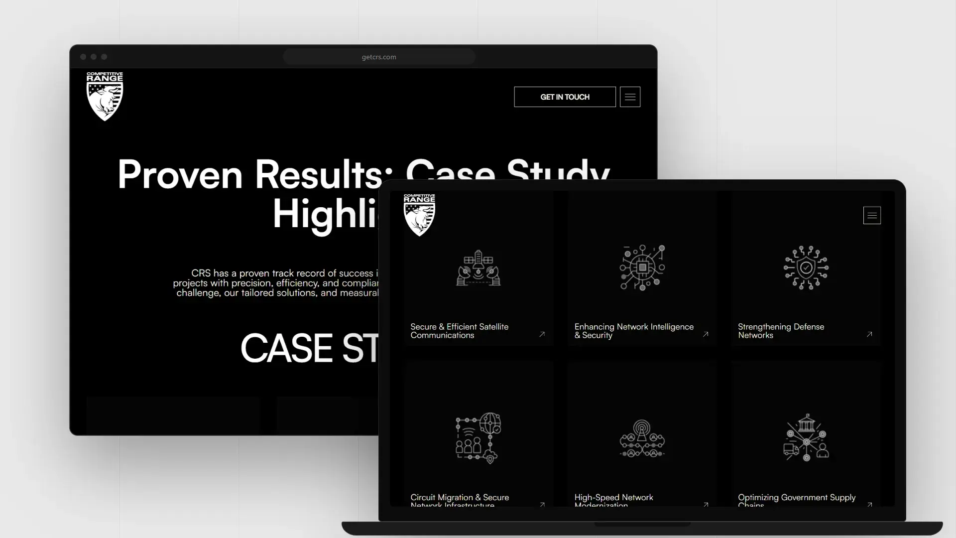 Competitive Range case studies page on desktop
