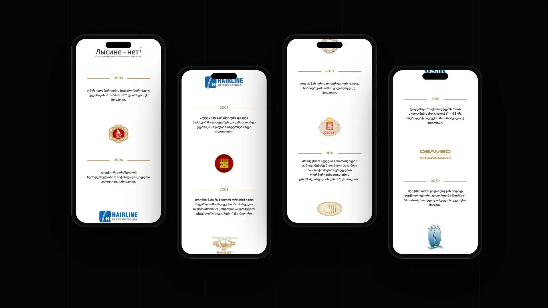 Deamed mobile website on four phones
