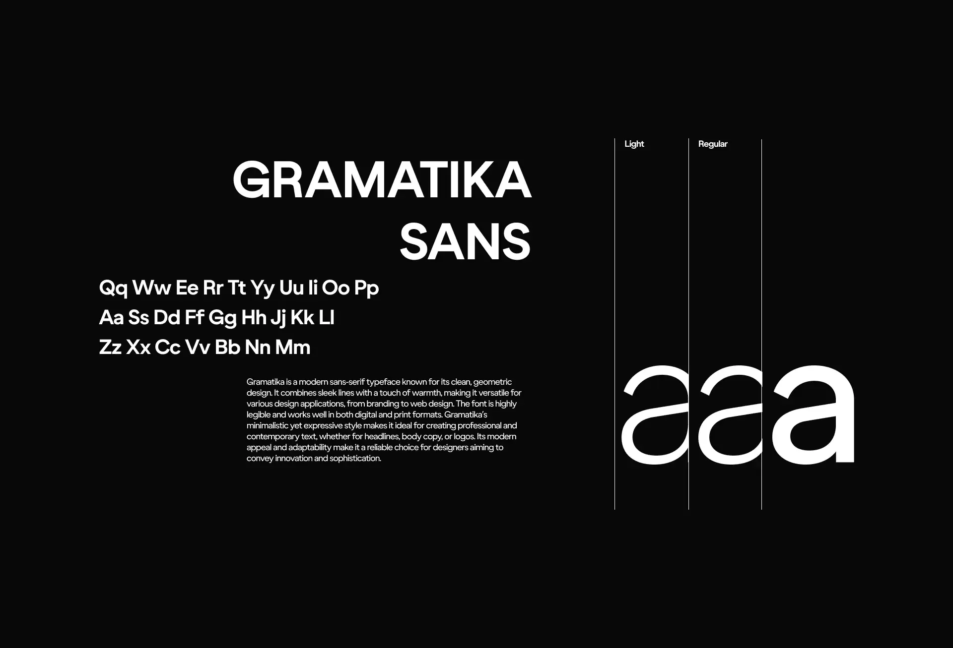 Nomadverse typography: Gramatika Sans type specimen