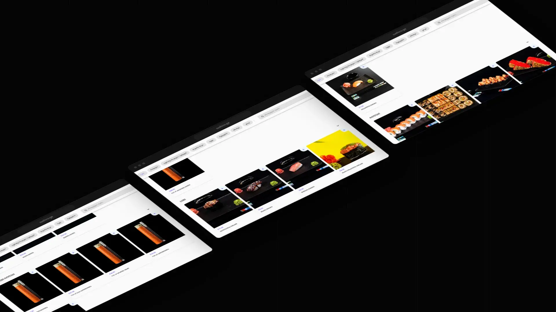 SushiCo website screens on desktop, shown at an angle