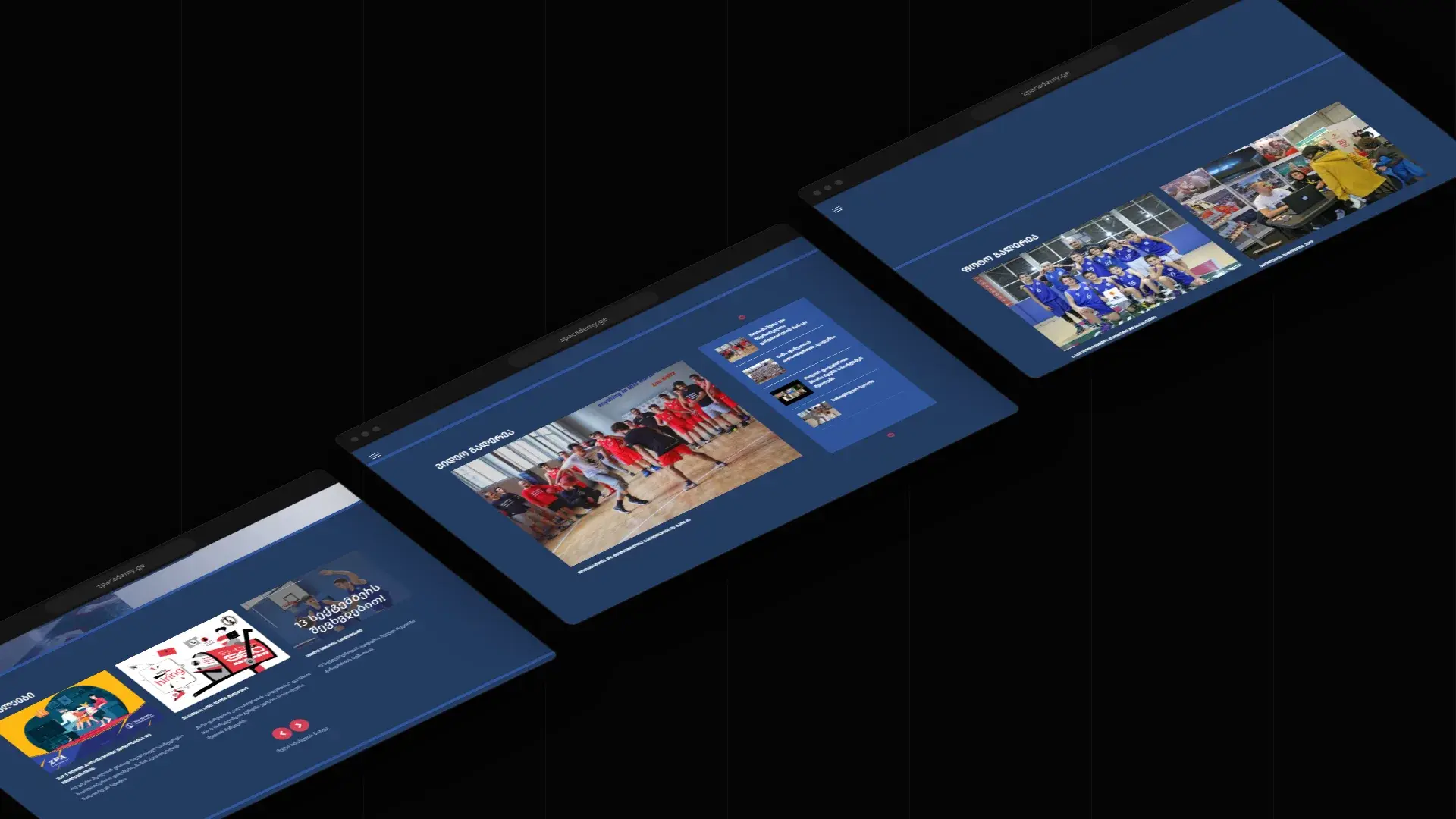 ZP Academy website screens on desktop, shown at an angle
